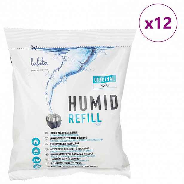vidaXL Lafita Náhradní náplně do pohlcovače vlhkosti 12 ks 450 g