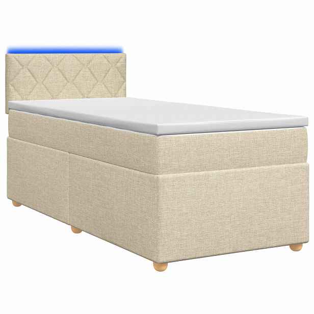 vidaXL Postel boxspring s matrací s čelo Krémová 100 x 200 cm Textil