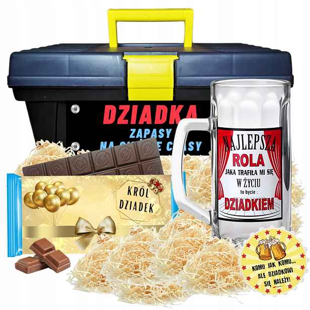 Dárková Sada ke Dni dědečka pro dědečka Pivní Sklenice Nezbytná Čokoláda