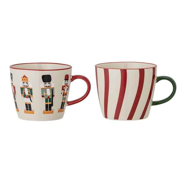 Kameninové hrnky v sadě 2 ks s vánočním motivem 300 ml Jolly – Bloomingville