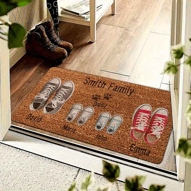 TEMU Kreativní venkovní rohož s rodinným , přizpůsobitelná jmény a příjmeními, vhodná pro dvorky, obytné vozy, pláže, zahrady, terasy a dřevěné