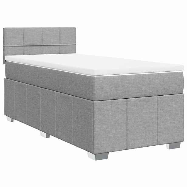 vidaXL Box spring postel s matrací světle šedá 80 x 200 cm textil