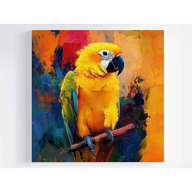 Obraz Na Plátně Canvas Žlutý Papoušek Ara Malířství Abstrakce 60x60