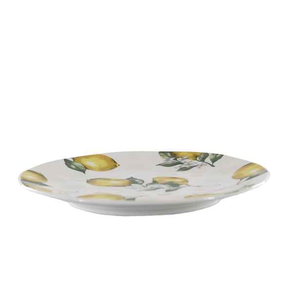 Porcelánový dezetní talíř s citróny Maison Limone Blossom - Ø 20*2 cm Chic Antique
