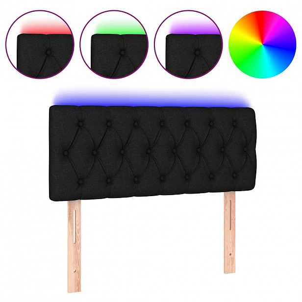 vidaXL Čelo postele s LED černé 100 x 7 x 78/88 cm textil