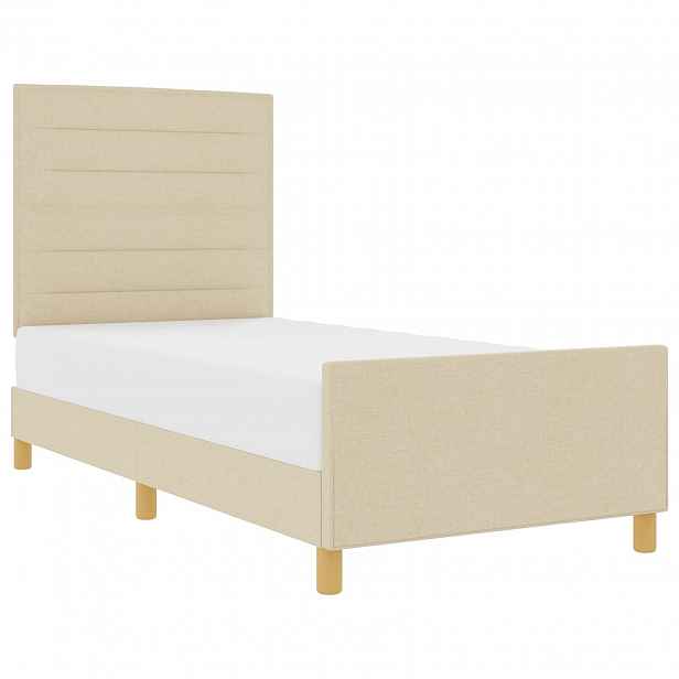 vidaXL Rám postele s čelo Krémová 90 x 190 cm textil