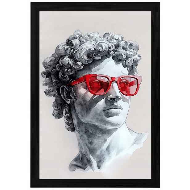 Plakát Rámeček Dřevo Socha Poprsí Mramor Model Červený 40x60