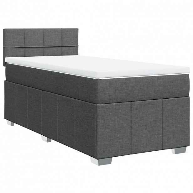 vidaXL Box spring postel s matrací tmavě šedá 80 x 200 cm textil