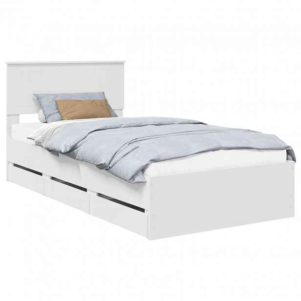 vidaXL Rám postele se zásuvkou Bílá 100 x 200 cm Inženýrské dřevo