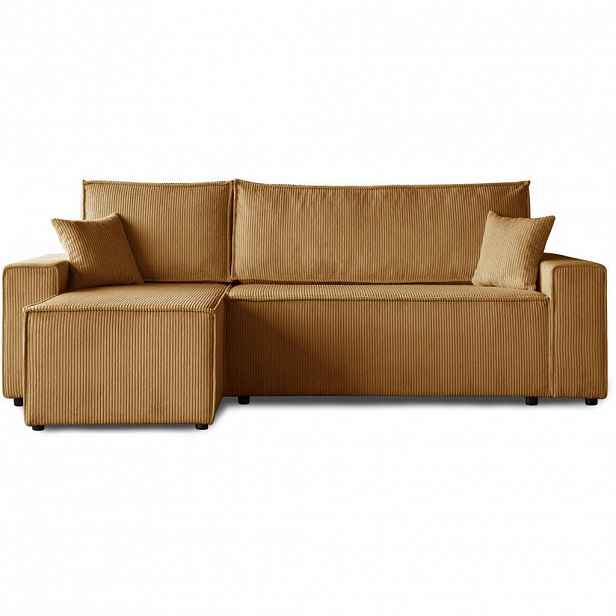 Beautysofa ROHOVÁ ROZKLÁDACÍ POHOVKA Hektor, s funkcí spaní, hořčicová