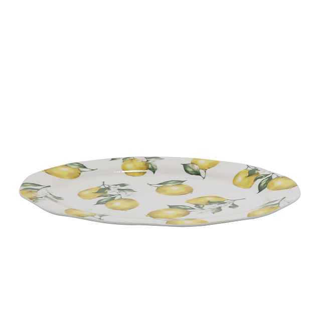 Porcelánový servírovací tác s citróny Maison Limone Blossom - 30*22*1,5 cm Chic Antique