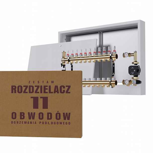 Rozdělovač pro podlahu 11 okruhů s čerpadlem Grundfos nástěnná skříňka