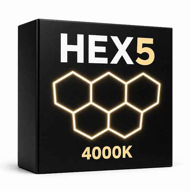 Černý stropní panel 168W 4000K Hexagon 5 garážové detailingové studio