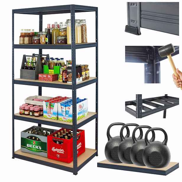 Kovový skladový regál Premium Helios 196x100x30 cm 5Px400 kg Polský