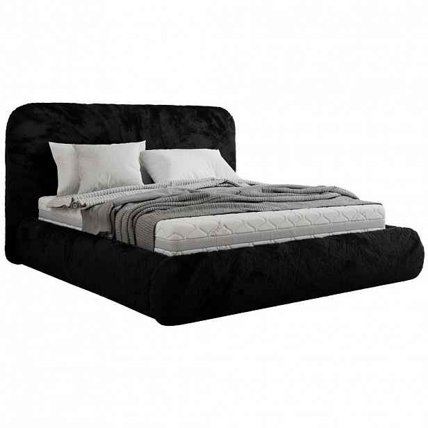 MKS ČALOUNĚNÁ POSTEL BENEA CLASSIC 140/200 - Černá Plyš - bez matrace