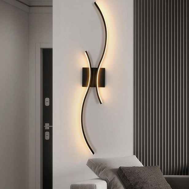 Nástěnné Svítidlo Černé Lineární Led Světlo Moderní Do Obývacího Pokoje 3000K 27W