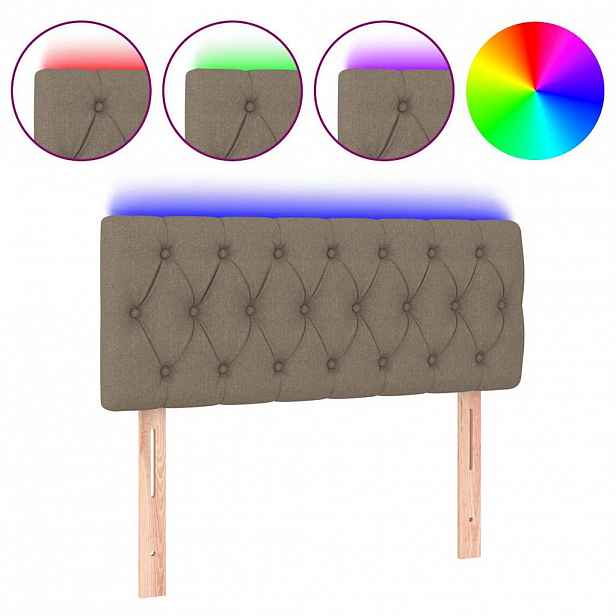 vidaXL Čelo postele s LED taupe 100 x 7 x 78/88 cm textil