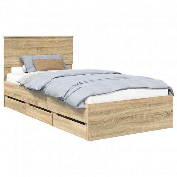 vidaXL Rám postele s čelo Sonoma dub 100 x 200 cm Inženýrské dřevo