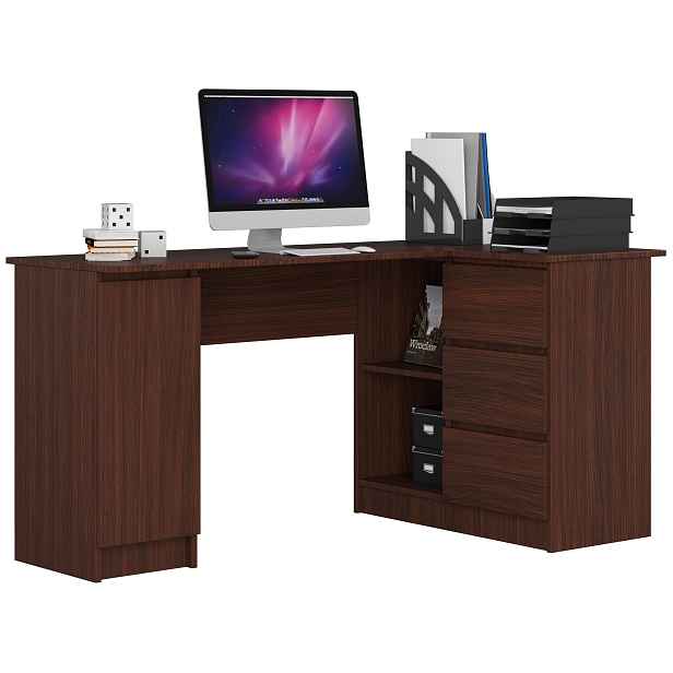 Ak furniture Rohový psací stůl B20 155 cm wenge pravý