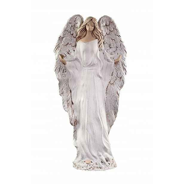 Figurka Anděl Gloria Brokátová stříbrná křídla Ideální Dárek 42 cm