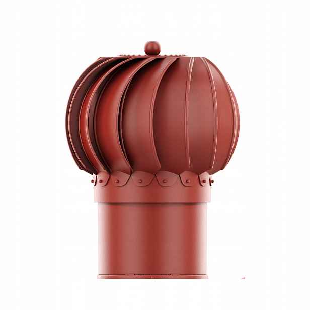 Rotační krb Rotoline pro plechovou střešní krytinu E, průměr 150 mm, kulatý, červený