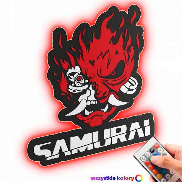 Logo Cyberpunk Samurai Dřevěný 3D obraz Noční Lampa Led dálkové ovládání