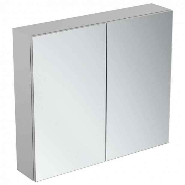 Ideal Standard Mirror&Light - Zrcadlová skříňka s LED osvětlením a zásuvkou, 80x70 cm, hliník T3442AL