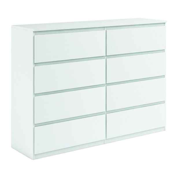 MASSENO KOMODA NUDO, 120/101,5/39 cm s 8 zásuvkami a dvířky, bílá