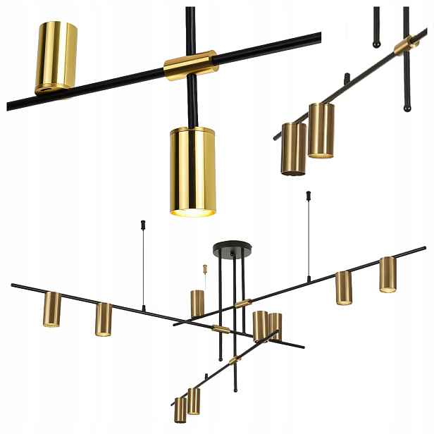 Závěsná Lampa Arizona Černo-zlatá 9XGU10 Vícebodová Light Prestige