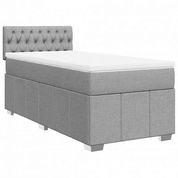 vidaXL Box spring postel s matrací světle šedá 80 x 200 cm textil