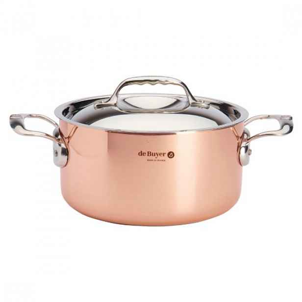 Měděno-nerezový hrnec s poklicí, 24 cm / 5,4 l <<Inocuivre>> - de Buye