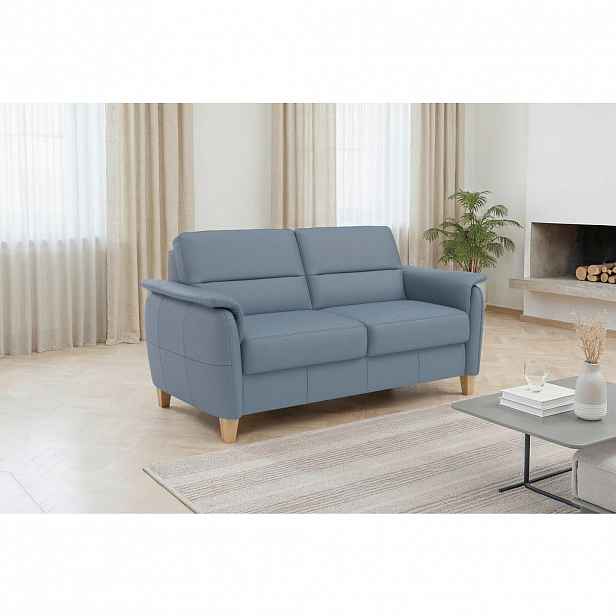 Sit & More TŘÍMÍSTNÁ POHOVKA, šedomodrá, pravá kůže