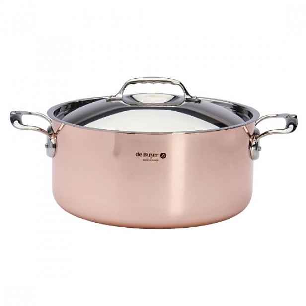 Hrnec s poklicí, 28cm/8L, měď - nerez, "Inocuivre" - de Buyer