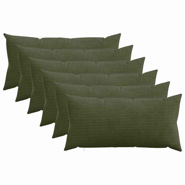 vidaXL Povlak na polštář 6 pcs HEERLEN Zelená 40 x 80 cm manšestr