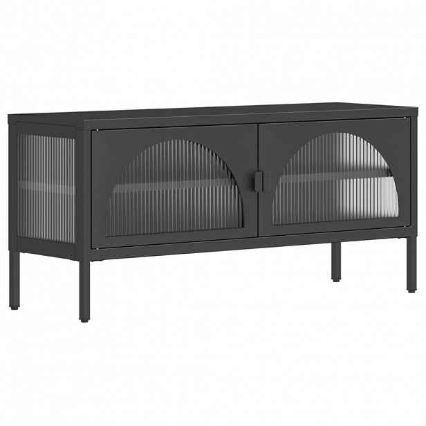 vidaXL TV skříňka černá 105 x 35 x 50 cm sklo a ocel