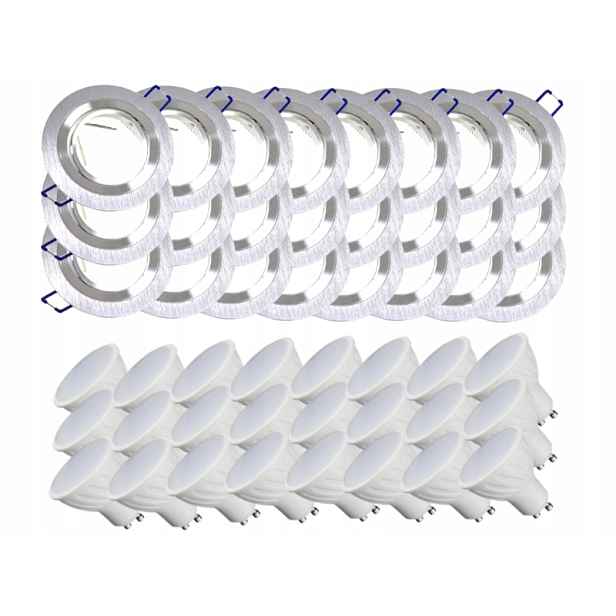 24x Hliníková Lampa Inox Stropní Zapuštěná Led Žárovky 7W