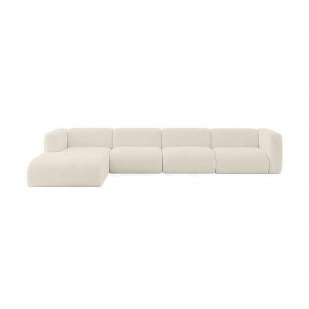 ALTDECOR ROHOVÁ SEDAČKA S LEVOU OTOMANOU MIRA-L3 409x179x70 Béžová Bouclé