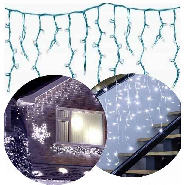 Vánoční Rampouchy 500 Led Bílá Studená Světýlka Záclona