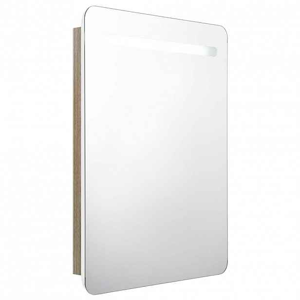 vidaXL LED koupelnová skříňka se zrcadlem bílá a dub 60 x 11 x 80 cm