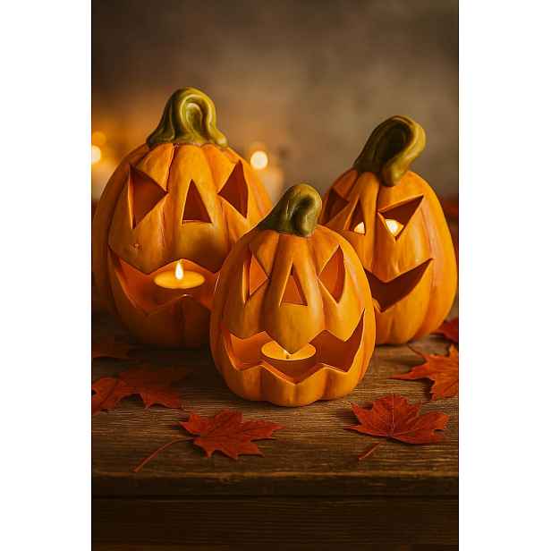 Halloweenská dekorace dýně svícny lampiony na ohřívače 3 ks