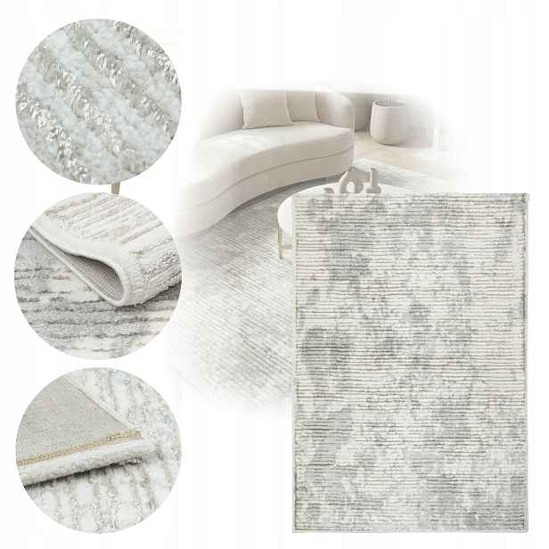 Koberec Glamour 60x100 cm do ložnice obývacího pokoje Měkký hustý prostírání Béžová