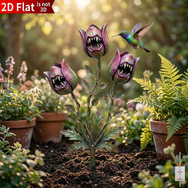 TEMU 2D plochý - 【2D plochý】 [2D plochý] Carnivorous Stake, 1 ks, Gotická akrylová květinová dekorace, Unikátní venkovní zahradní umění, Vhodné pro
