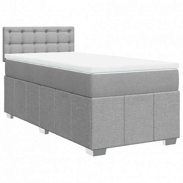 vidaXL Box spring postel s matrací světle šedá 80 x 200 cm textil