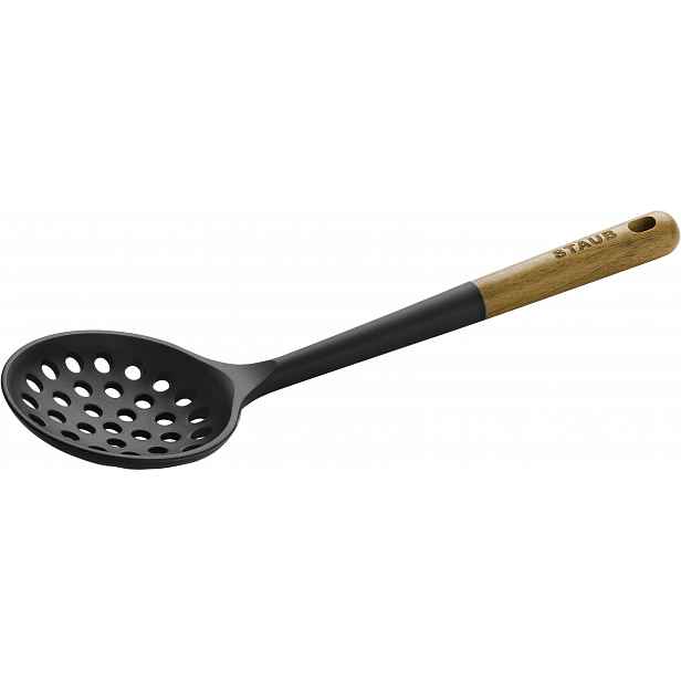 Staub naběračka děrovaná silikonová, s dřevěnou rukojetí, 31 cm