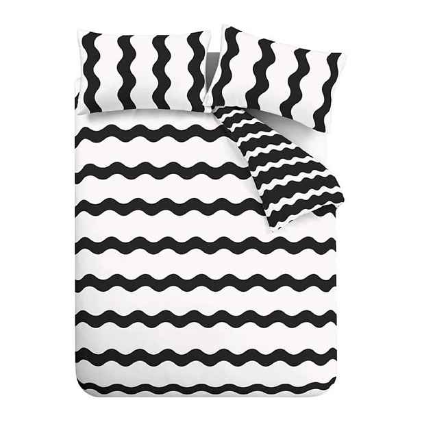 Černobílé povlečení na jednolůžko 135x200 cm Waves – Sassy B