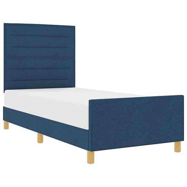 vidaXL Rám postele s čelo Modrá 90 x 200 cm textil