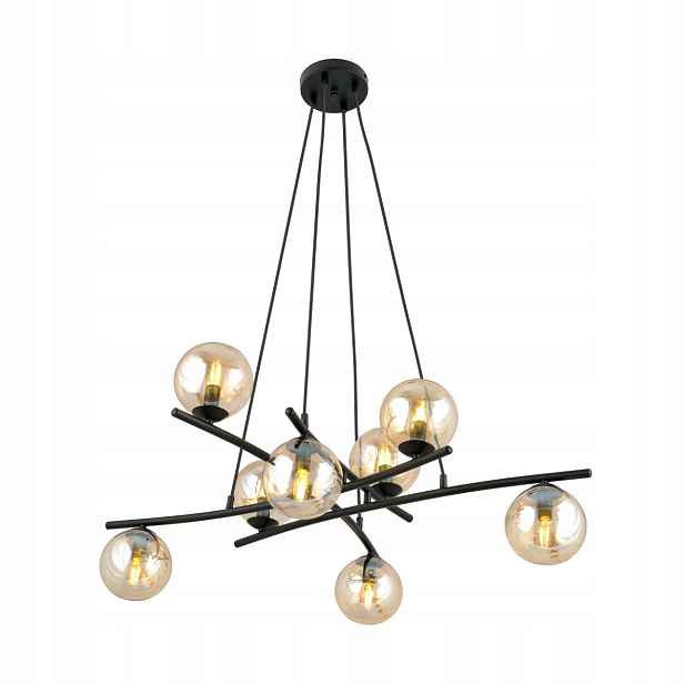 Závěsná lampa lustr černá skleněné medové koule do obývacího pokoje 8 bodů Emibig
