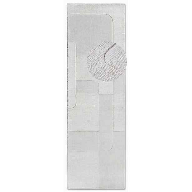 Koberec Běhoun do chodby 80x250 cm, krémový, moderní 3D vzor