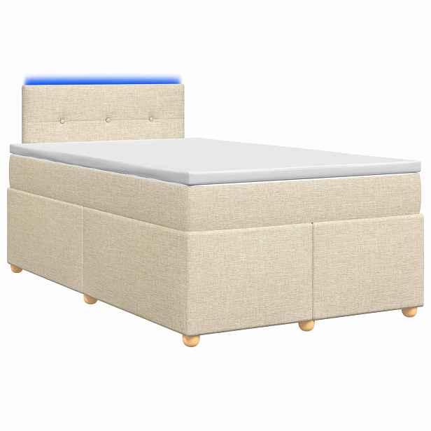 vidaXL Postel boxspring s matrací s čelo Krémová 120 x 190 cm Textil