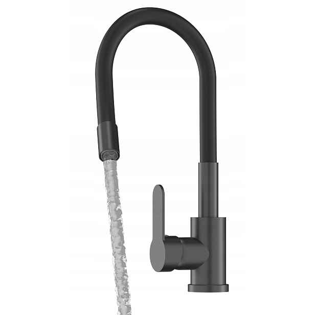 Flexibilní Kuchyňská Baterie Gun Grey Černá Metalická Výlevka Do Dřezu Grado